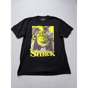 Shrek Shirt Mens XL Black Graphic Tee Donkey Short Sleeve Crewneck DreamWorks